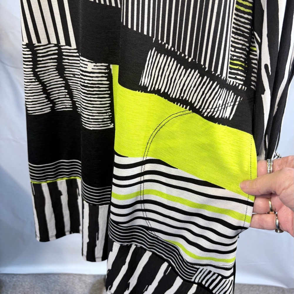 IC by Connie K Abstract Stripe Wearable Art Tunic Tie Sleeve Top USA Sz M🧡 - Picture 8 of 12